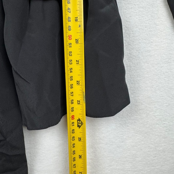 Topshop Black Tie Front Blouse Long Sleeve V Neck Career Party Top Size US 6 - Picture 4 of 8